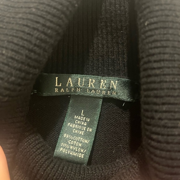 Lauren Ralph‎ Lauren Pink and Black Striped Short Sleeve Turtleneck Top Preppy L - Picture 2 of 3